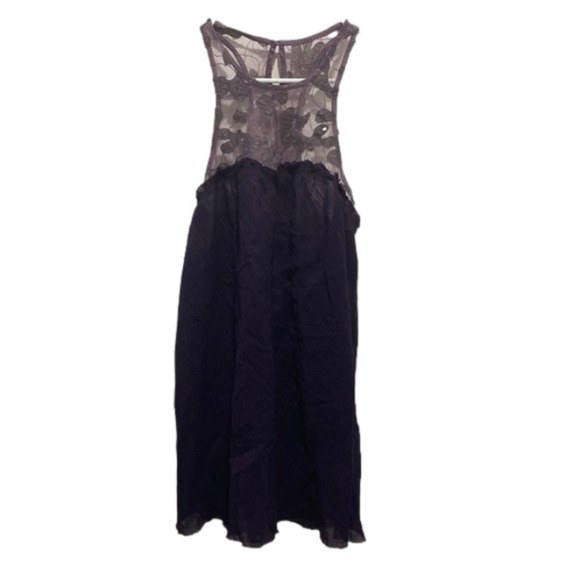 FREE People Purple High Neck Sheer Tunic Boho Flowy Small - Picture 1 of 7